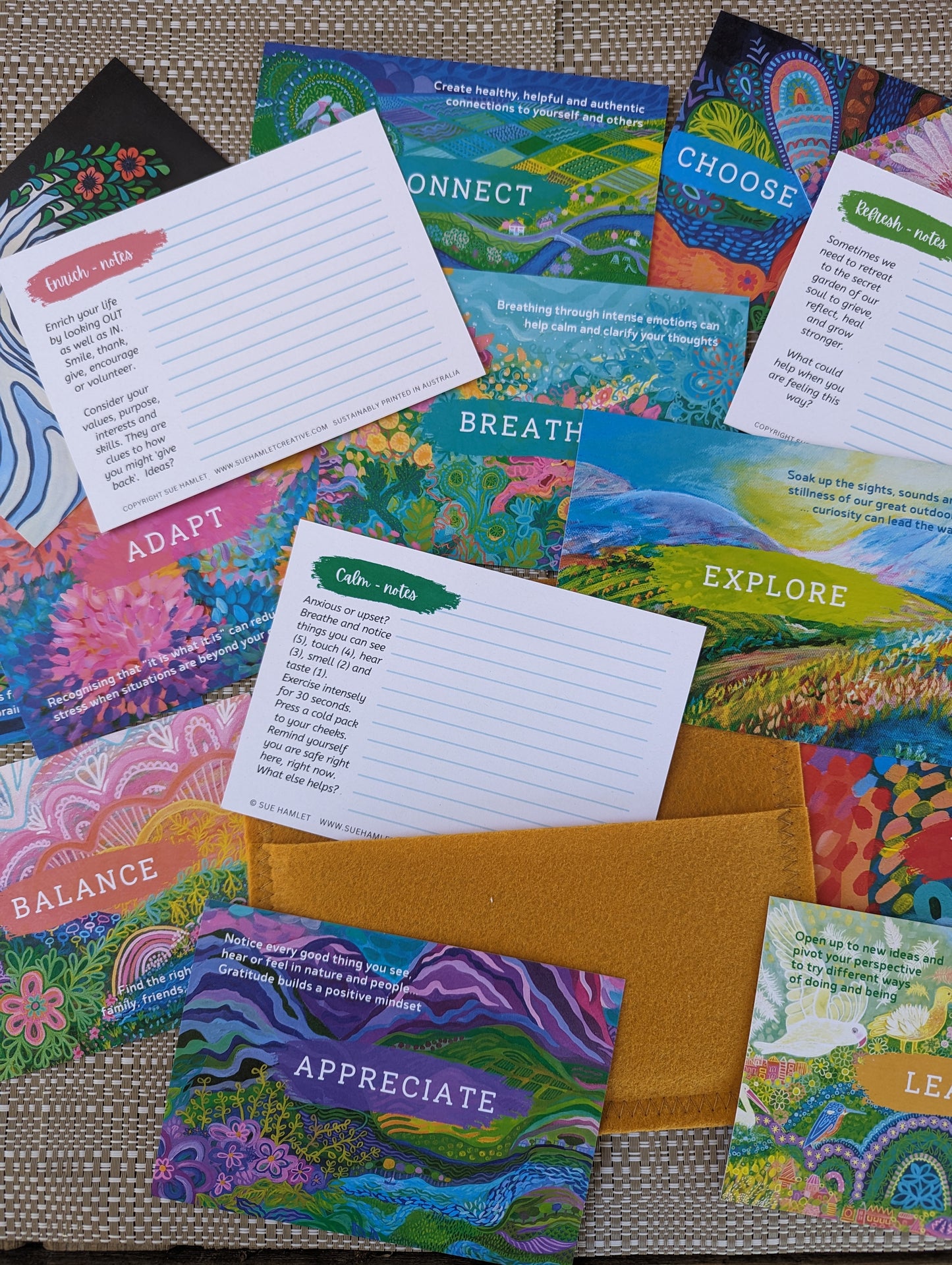 Uplifting Art Cards COMPLETE pack in felt pouch (set of 16)